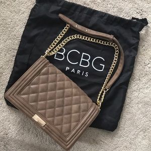 Large Brown BCBG Chain Crossbody Bag